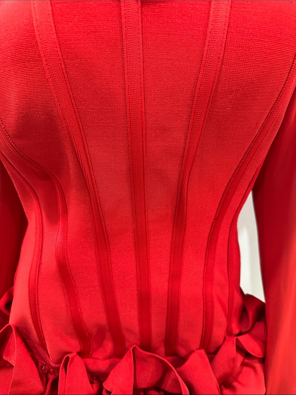 Blessed beauty Red Ruffled Mini Dress - Elegant Corset Bodice size L super stret - Picture 5 of 11